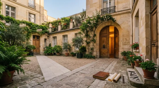 Symbole visuel d'un choix fiscal entre deux chemins représentant le micro-foncier et le régime réel pour un investisseur immobilier