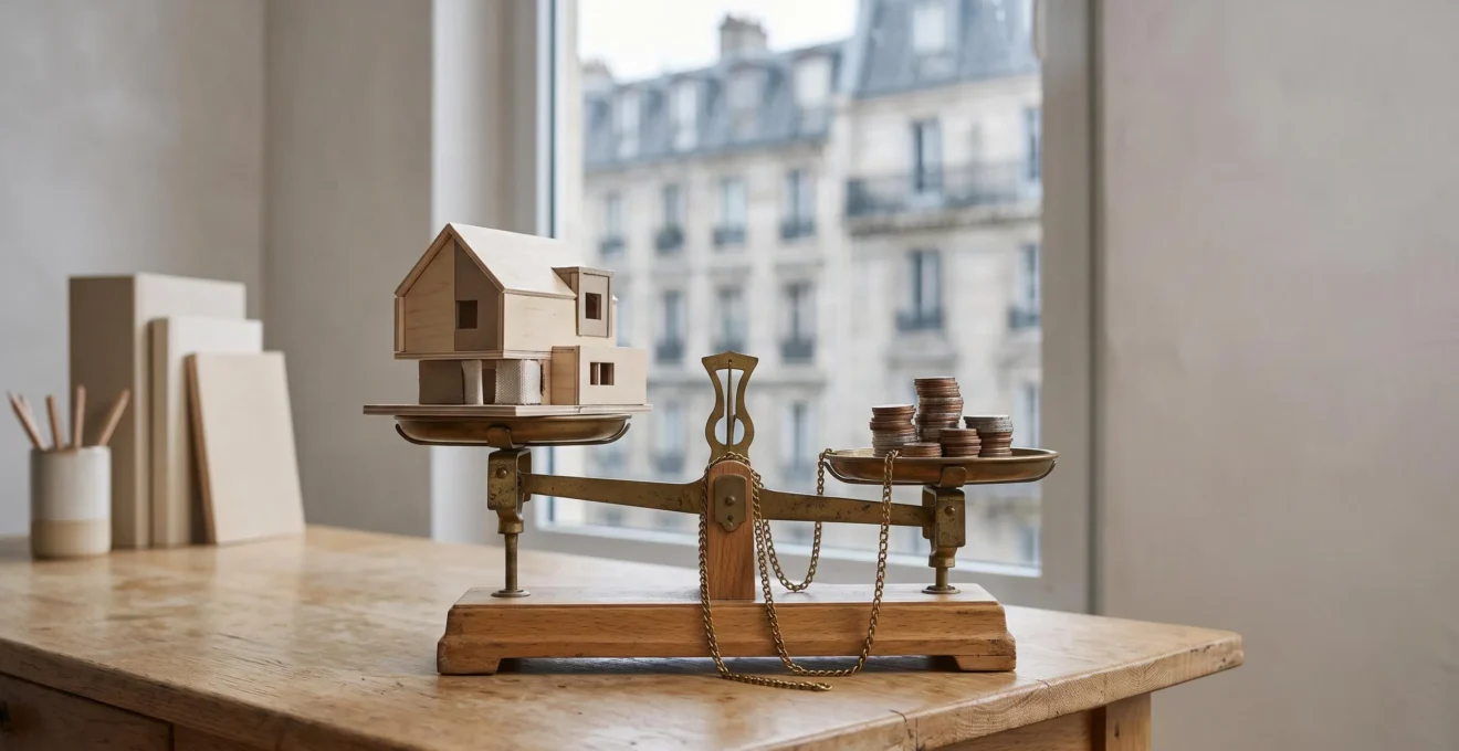Illustration symbolique du coût financier d'une sortie anticipée d'un engagement locatif Pinel, avec une maison miniature et une chaîne temporelle