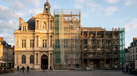 Façade d'un immeuble ancien en pleine restauration, symbole de la défiscalisation immobilière de la loi Malraux