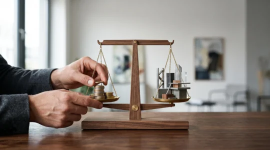 Photographie editoriale symbolisant l'equilibre entre reduction d'impot et prise de risque dans l'investissement en FIP, FCPI et Girardin industriel