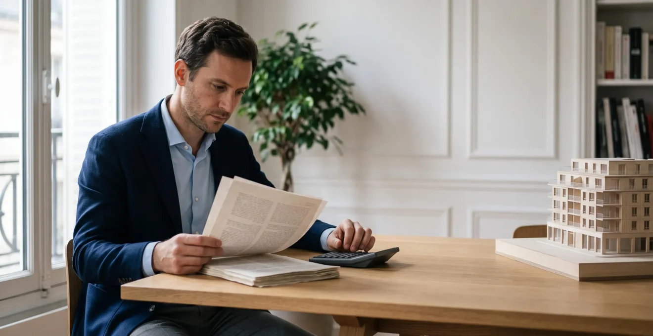 Investisseur immobilier vérifiant des documents financiers pour s'assurer de l'éligibilité d'un locataire aux dispositifs Pinel ou Loc'Avantages